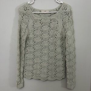 LOFT Green Knit Sweater Size S